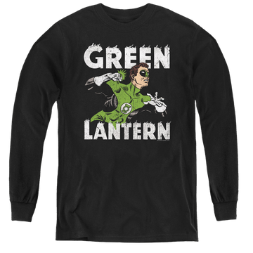 Black youth long sleeve t-shirt with Green Lantern Hal Power graphic