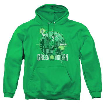 Kelly green pullover hoodie with Green Lantern City Power graphic