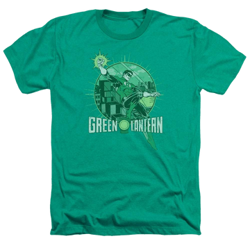 Kelly green men's heather t-shirt with Green Lantern DC Comics City Power graphic