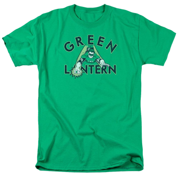 Kelly green men's regular fit t-shirt with Green Lantern DC Comics In Flight graphic