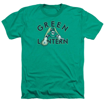 Kelly green men's heather t-shirt with Green Lantern DC Comics In Flight graphic