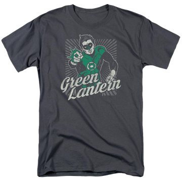 Charcoal men's regular fit t-shirt with Green Lantern DC Comics Ring Rays graphic
