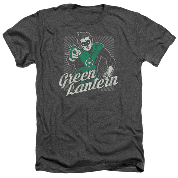 Charcoal men's heather t-shirt with Green Lantern DC Comics Ring Rays graphic