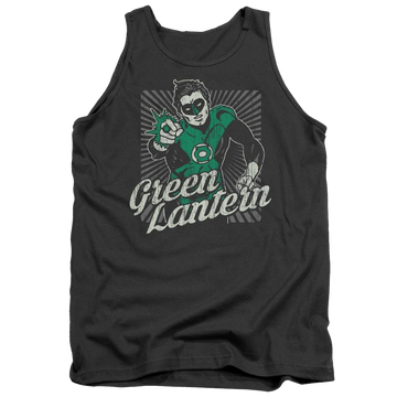 Charcoal men's tank with Green Lantern DC Comics Ring Rays graphic