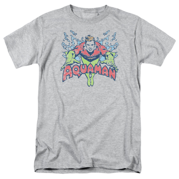 Athletic heather men's regular fit t-shirt with Aquaman Splish Splash graphic
