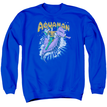 Royal men's crewneck sweatshirt with Aquaman Ride Free graphic