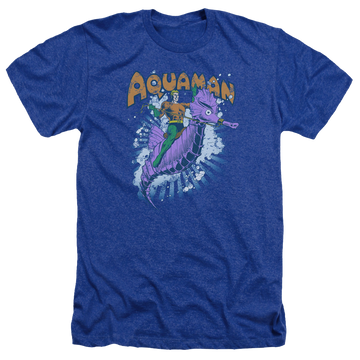 Royal men's heather t-shirt with Aquaman Ride Free graphic