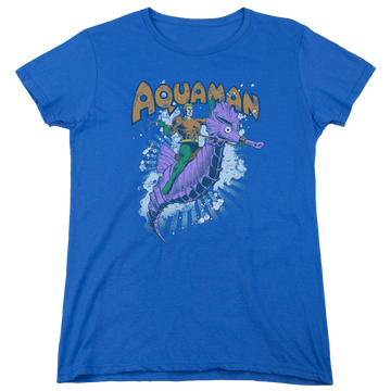 Royal women's t-shirt with Aquaman Ride Free graphic