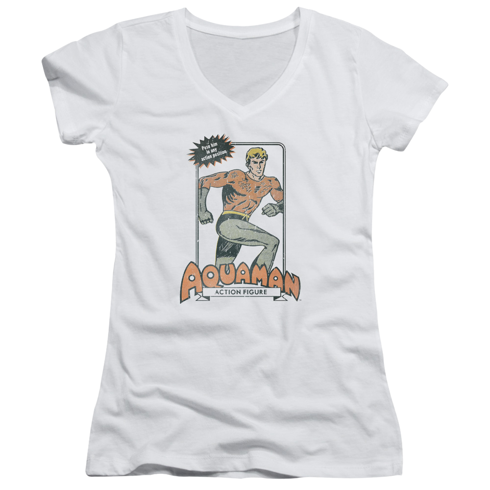 Aquaman Am Action Figure - Juniors V-Neck T-Shirt Juniors V-Neck T-Shirt Aquaman   