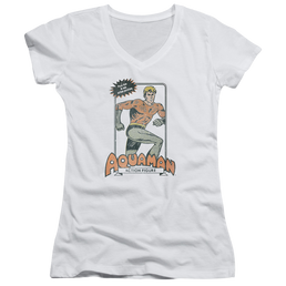 Aquaman Am Action Figure - Juniors V-Neck T-Shirt Juniors V-Neck T-Shirt Aquaman   