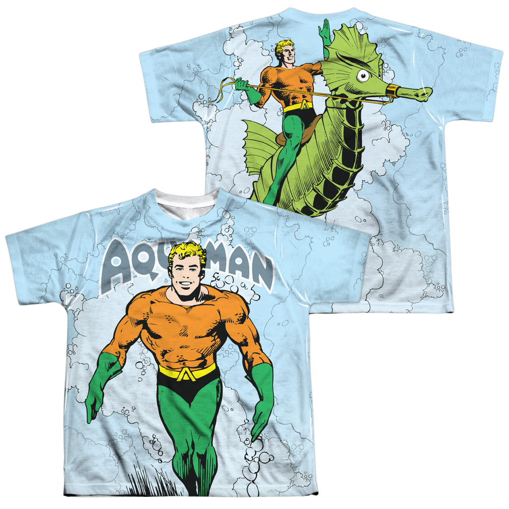 Aquaman Clasic Aqua (Front/Back Print) - Youth All-Over Print T-Shirt Youth All-Over Print T-Shirt (Ages 8-12) Aquaman   