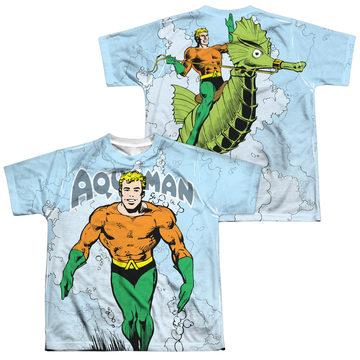 Aquaman Clasic Aqua youth all-over print t-shirt for ages 8 to 12