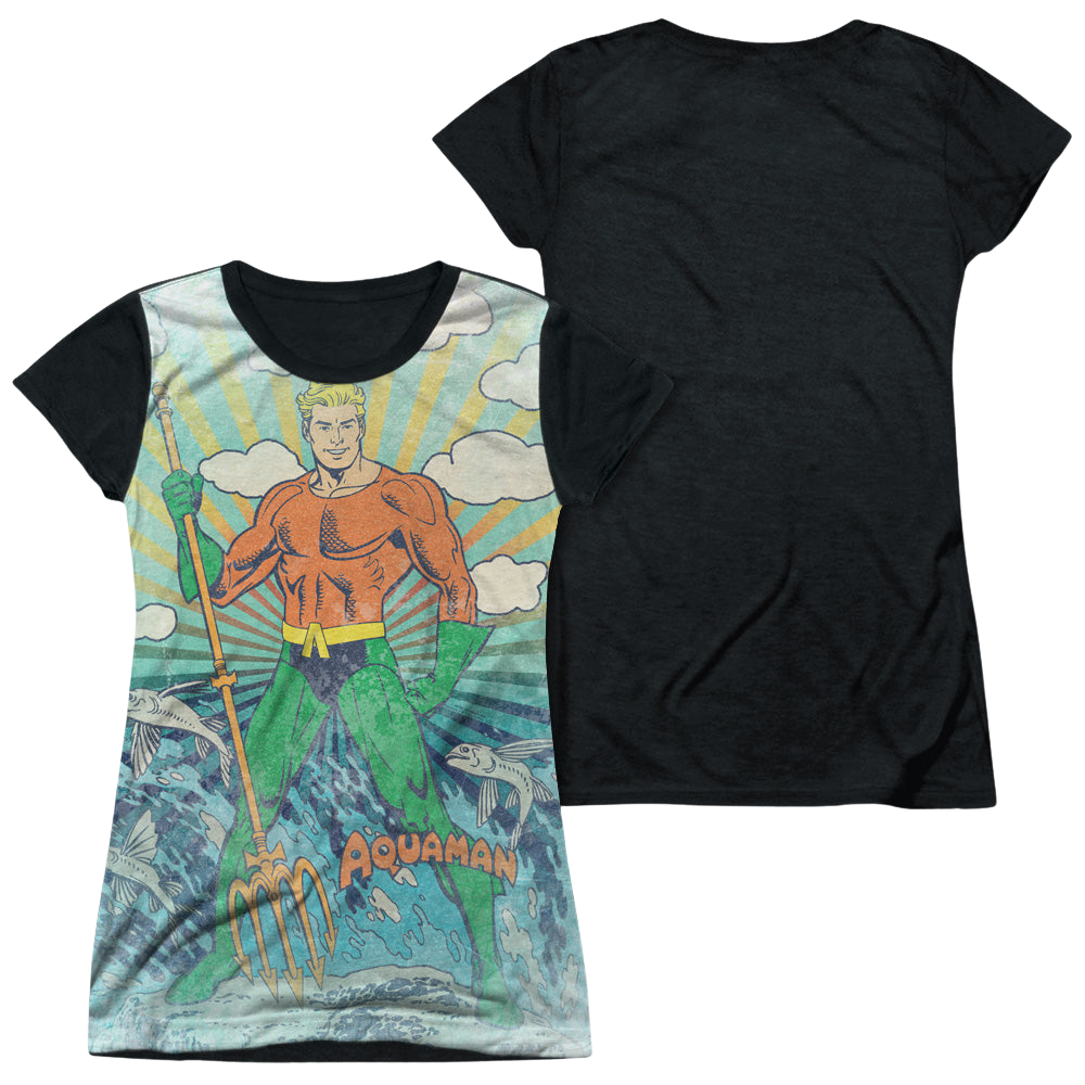 Aquaman Sonar - Juniors Black Back T-Shirt Juniors Black Back T-Shirt Aquaman   