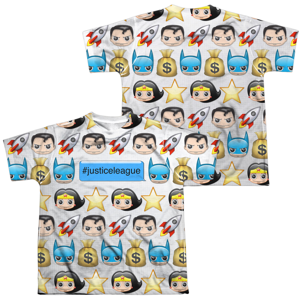 Justice League Hashtag (Front/Back Print) - Youth All-Over Print T-Shirt Youth All-Over Print T-Shirt (Ages 8-12) Justice League   