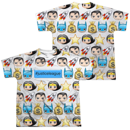 Justice League Hashtag (Front/Back Print) - Youth All-Over Print T-Shirt Youth All-Over Print T-Shirt (Ages 8-12) Justice League   