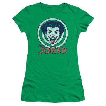 Kelly green juniors t-shirt with Joker DC Comics Joke Target graphic
