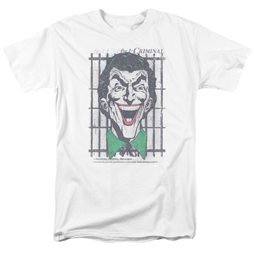White men's regular fit t-shirt with Joker DC Comics Criminal graphic