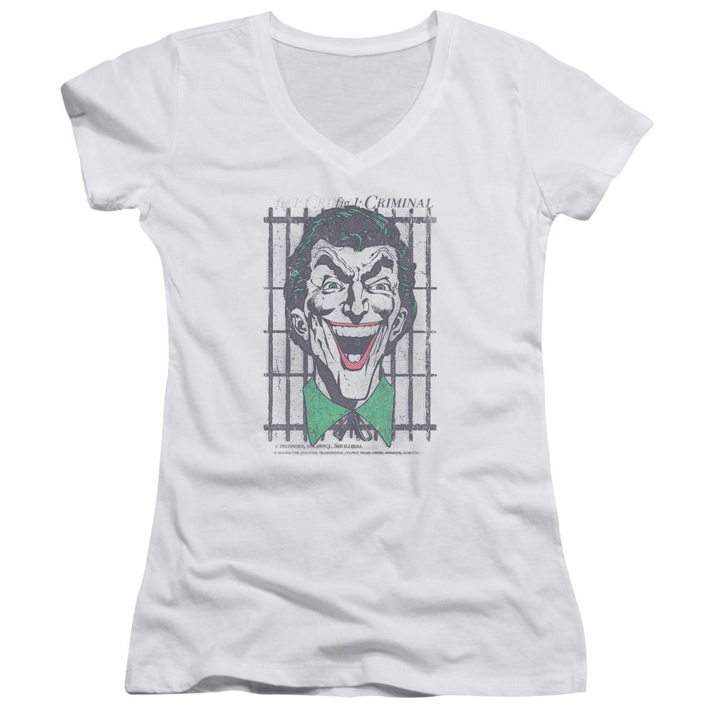 DC Comics Criminal - Juniors V-Neck T-Shirt Juniors V-Neck T-Shirt Joker   