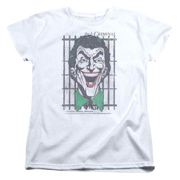 White women's t-shirt with Joker DC Comics Criminal graphic