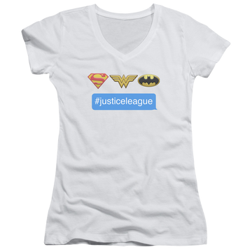 DC Comics Hashtag Jla - Juniors V-Neck T-Shirt Juniors V-Neck T-Shirt Justice League   