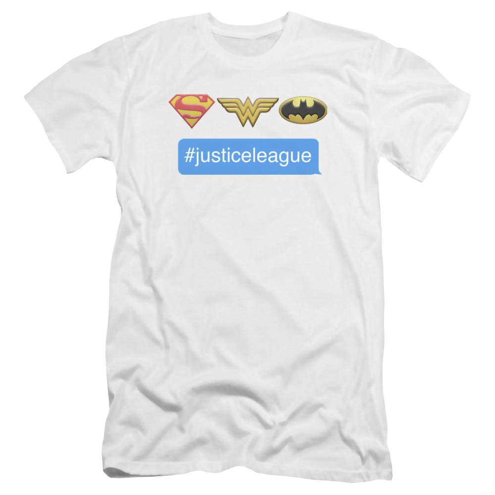 DC Comics Hashtag Jla - Men's Premium Slim Fit T-Shirt Men's Premium Slim Fit T-Shirt Justice League   