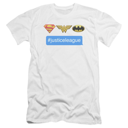 DC Comics Hashtag Jla - Men's Premium Slim Fit T-Shirt Men's Premium Slim Fit T-Shirt Justice League   