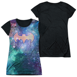 Batgirl Shielded Galaxy - Juniors Black Back T-Shirt Juniors Black Back T-Shirt Batman   