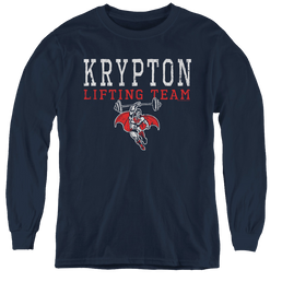Superman Krpton Lifting - Youth Long Sleeve T-Shirt Youth Long Sleeve T-Shirt Superman   