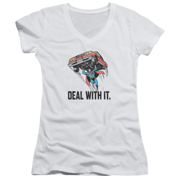 DC Comics Deal With It - Juniors V-Neck T-Shirt Juniors V-Neck T-Shirt Superman   