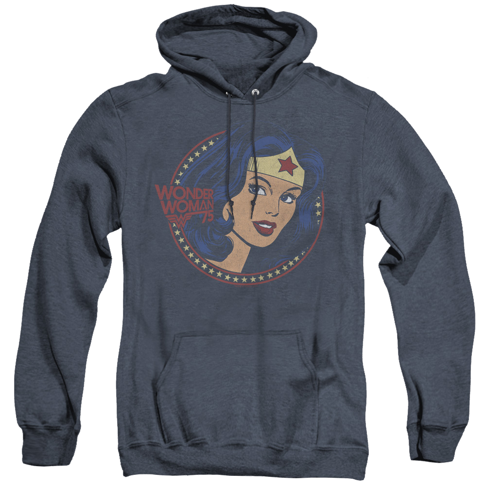 Wonder Woman Ww75 Starburst Portrait - Heather Pullover Hoodie Heather Pullover Hoodie Wonder Woman   