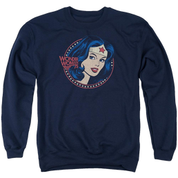 DC Comics Ww75 Starburst Portrait - Men's Crewneck Sweatshirt Men's Crewneck Sweatshirt Wonder Woman   