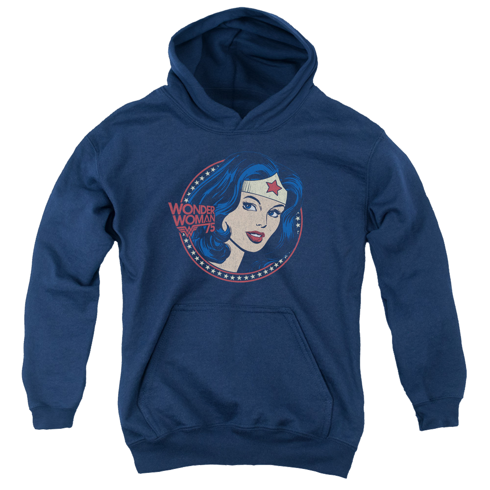 Wonder Woman Ww75 Starburst Portrait - Youth Hoodie Youth Hoodie (Ages 8-12) Wonder Woman   