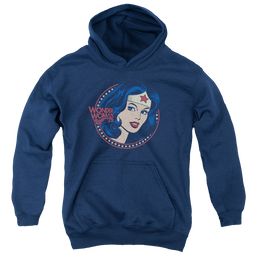 Wonder Woman Ww75 Starburst Portrait - Youth Hoodie Youth Hoodie (Ages 8-12) Wonder Woman   