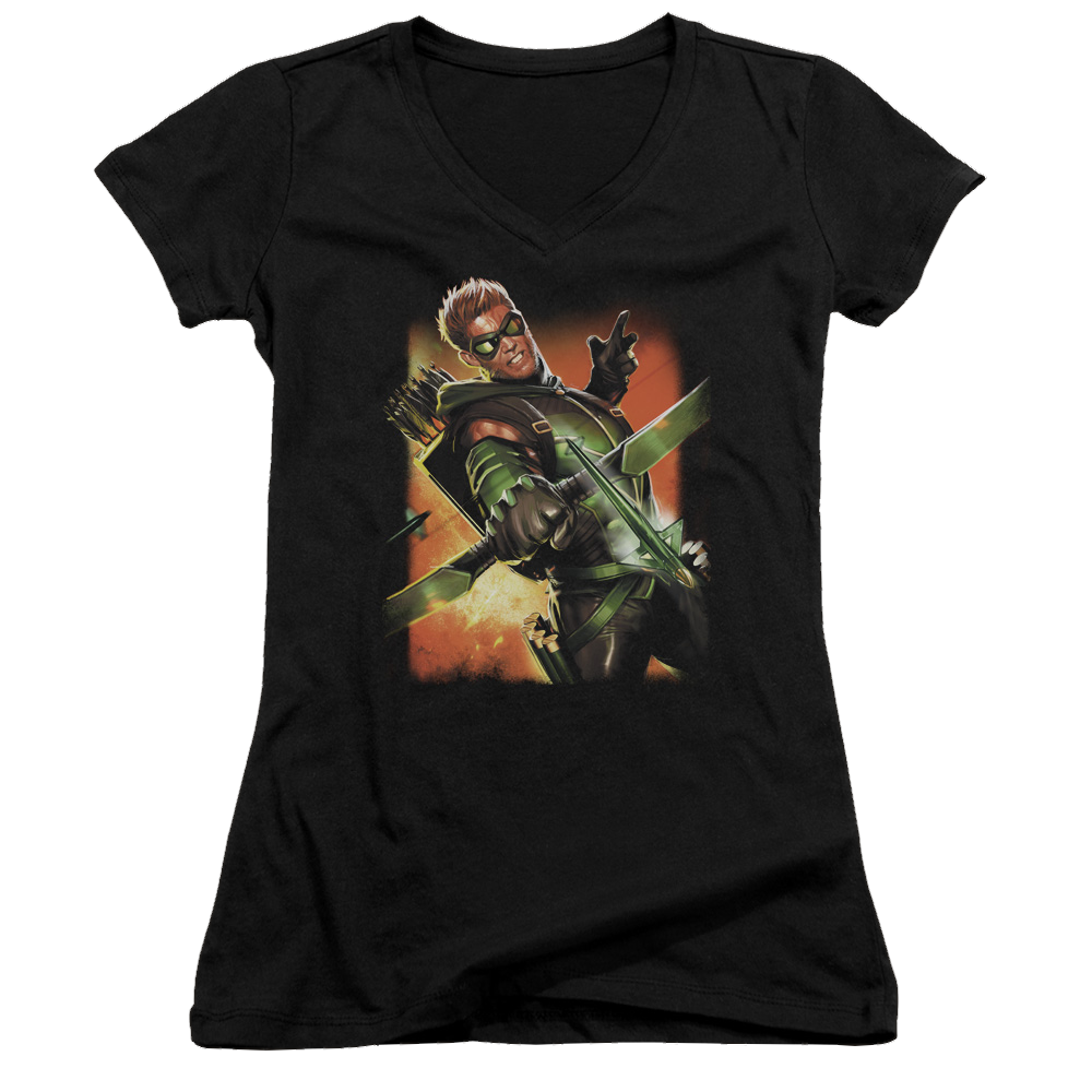 Green Arrow Green Arrow #1 - Juniors V-Neck T-Shirt Juniors V-Neck T-Shirt Green Arrow   