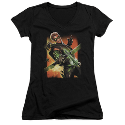 Green Arrow Green Arrow #1 - Juniors V-Neck T-Shirt Juniors V-Neck T-Shirt Green Arrow   
