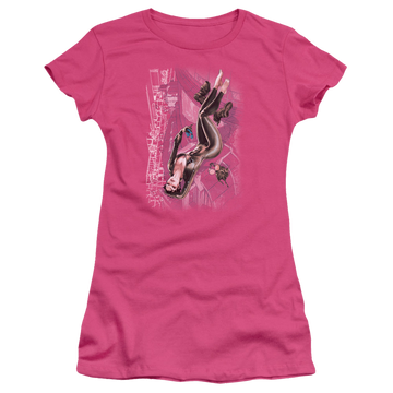 Hot pink juniors t-shirt with Catwoman #1 graphic