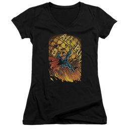 Superman Superman #1 - Juniors V-Neck T-Shirt Juniors V-Neck T-Shirt Superman   