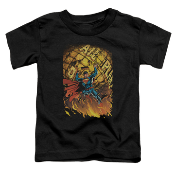 Black toddler t-shirt with Superman #1 graphic