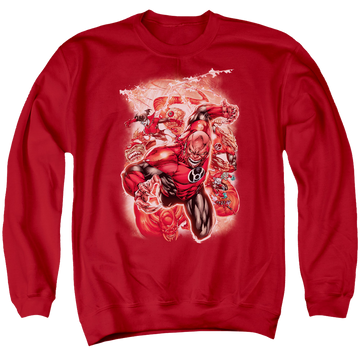Red men's crewneck sweatshirt with Green Lantern Red Lanterns #1 graphic