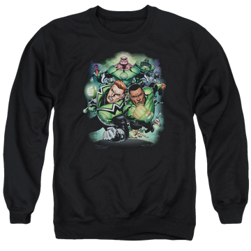 Black men's crewneck sweatshirt with Green Lantern Corps #1 graphic