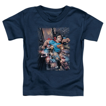 Navy toddler t-shirt with Superman Action Comics #1 graphic