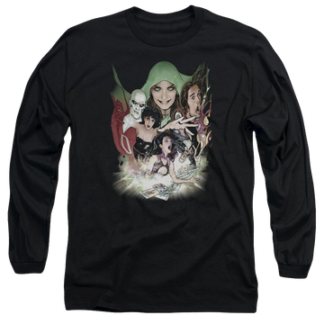 Black men's long sleeve t-shirt with DC Comics Justice League Dark graphic