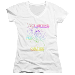Dc Super Hero Girls Fighting For Justice - Juniors V-Neck T-Shirt Juniors V-Neck T-Shirt DC Comics   