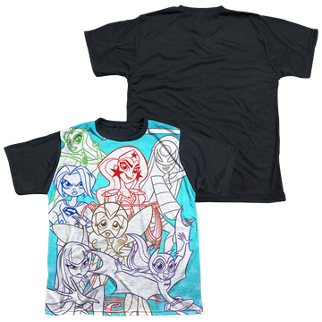 DC Comics DC Super Hero Girls Justice Gang youth black back t-shirt for ages 8 to 12