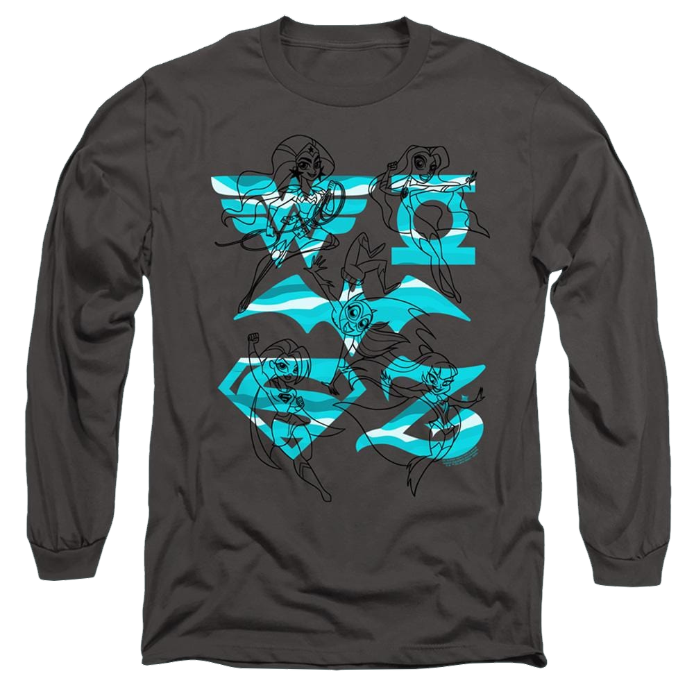 Dc Super Hero Girls Line Art Group - Men's Long Sleeve T-Shirt Men's Long Sleeve T-Shirt DC Comics   