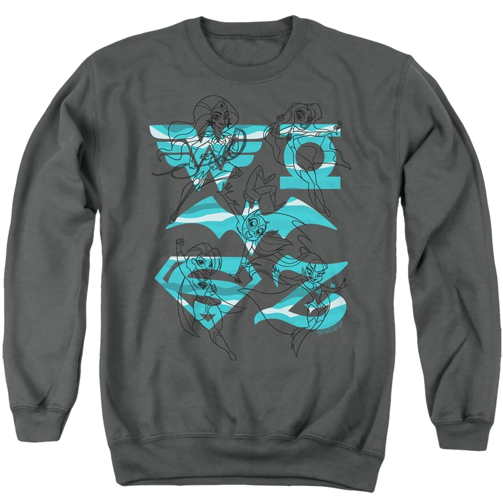 Dc Super Hero Girls Line Art Group - Men's Crewneck Sweatshirt Men's Crewneck Sweatshirt DC Comics   