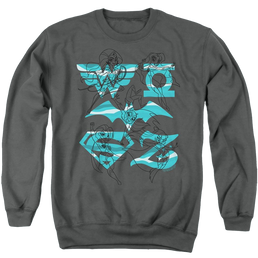 Dc Super Hero Girls Line Art Group - Men's Crewneck Sweatshirt Men's Crewneck Sweatshirt DC Comics   