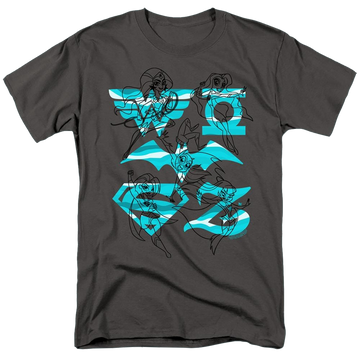 Charcoal men's regular fit t-shirt with DC Comics Dc Super Hero Girls Line Art Group graphic