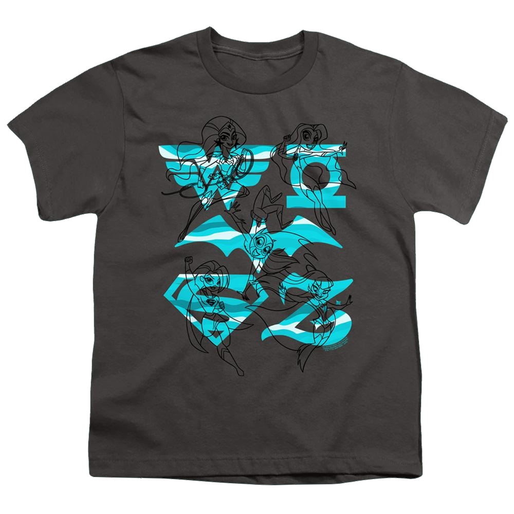 Dc Super Hero Girls Line Art Group - Youth T-Shirt Youth T-Shirt (Ages 8-12) DC Comics   