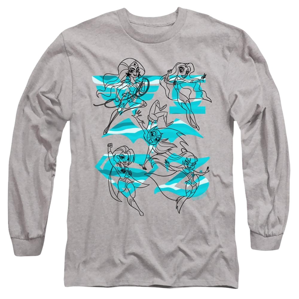 Dc Super Hero Girls Line Art Group - Men's Long Sleeve T-Shirt Men's Long Sleeve T-Shirt DC Comics   